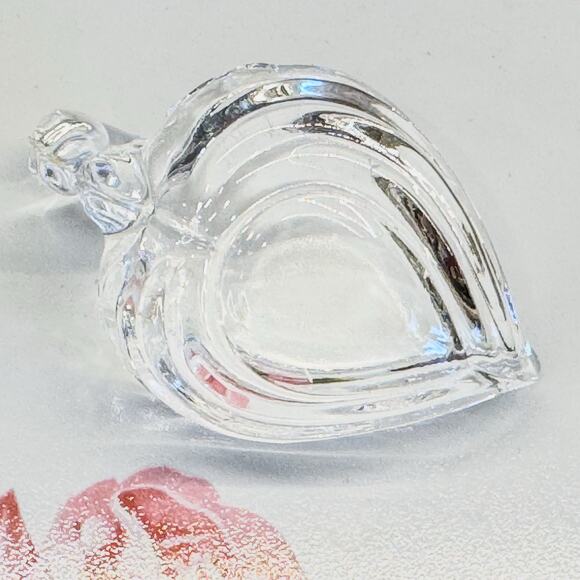 Vintage Glass Heart Shaped Swan, Salt Cellar Open Salt Dish, Trinket Dish - Picture 7 of 7